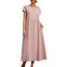 Women's Clothing Solid Color Sleeveless Loose Cotton And Linen Pocket Women's Dress_ecoleips.com