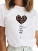 European American Cross-border Foreign Trade Women's Clothing, Simple Letter And Heart Print Round-neck Short-sleeve_ecoleips.com