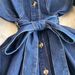 Women's Elegant A-Line Midi Dress Denim Polo Collar Side Slit Belt Office Casual Wear_ecoleips.com