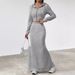 Women's Clothing Long Sleeved Hooded Zipper Sweatshirt With Hip Wrapped Long Skirt Suit Casual Women's Clothing_ecoleips.com