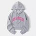 Unisex Short-Length Hooded Sweatshirt With Bold Letter Print – Trendy Pullover For Casual & Commute, Lightweight Polyester, Regular Fit_ecoleips.com