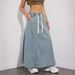 Women's Elastic Waist Drawstring Full Skirt Denim Skirt Design Oriented Source_ecoleips.com