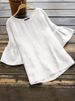 Women's Clothing 2025 New Summer Solid Color Round Neck Top Ruffle Sleeve Blouse_ecoleips.com