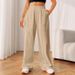 Women's Linen Cotton Wide Leg Pants With Pockets, High Waist Elastic Band, Loose Fit Casual Streetwear (Black, Khaki, S-Xxl)_ecoleips.com