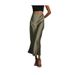 Fashionable Elegant Satin Texture Midi Skirt for Women Solid Color Glossy Draped European American Style Wholesale_ecoleips.com