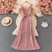 Women's Clothing Temperament Sequins Host Aura Queen Dress V Neck Long Dress Fishtail Hip Dress_ecoleips.com