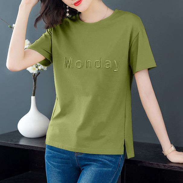 This Korean-Style Short-Sleeved T-Shirt Is Designed For Women In Summer, Featuring A Loose Fit And Large Size That Helps_ecoleips.com