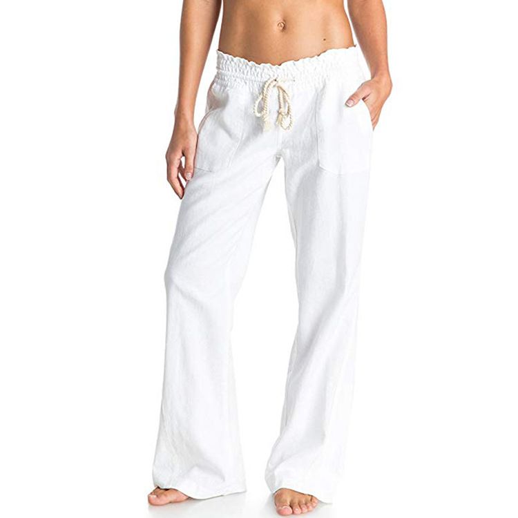 Women High Waist Wide Leg Culottes Dress Embroidered Cotton Linen Soft Breathable Casual Pants Slimming Leg Lengthening_ecoleips.com
