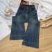 Retro Hong Kong Style Micro Jeans Women, New Spring High-Waisted Double-Buckle Slimming Loose Flare Pants For Petite_ecoleips.com