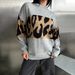 New Leopard Print Sweater Color Block Fashion Trend Loose Round Neck Lazy Style Early Autumn Women's Outerwear_ecoleips.com