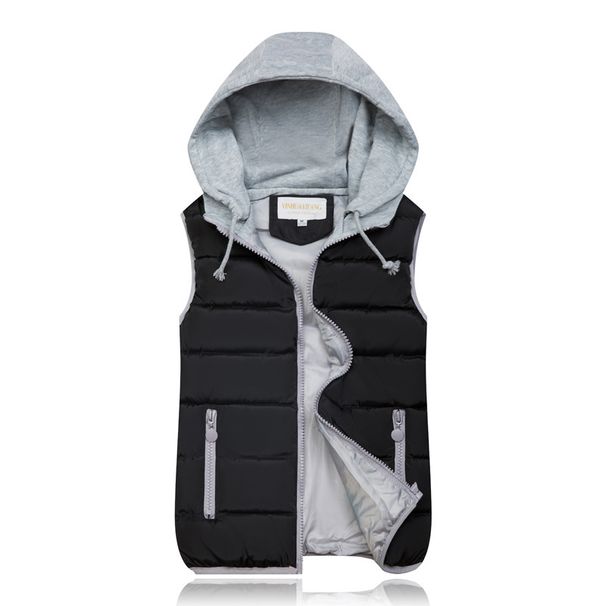 Women's large size vest women's waistcoat removable hood short warm vest_ecoleips.com