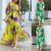 Voya Women's Fashionable And Casual Color Blocking Printed Patchwork Waist Cinching Dress_ecoleips.com