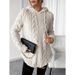 Women’s Jacquard Hooded Sweatshirt – Slim Fit Drawstring Fleece Pullover (S-3XL, Black/Gray/White/Beige/Purple/Red, Urban Casual Style)_ecoleips.com