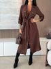 Women's New Spring Summer Solid Dress Fashion Elegant Causal Balck Long Sleeve Button Holiday Party Dresses For Women Robe Femme_ecoleips.com
