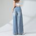 Light Blue Tencel Wide-leg Jeans For Women, Summer Thin Style, 2026 New Model, High-waisted, Slimming, Drapey, Loose_ecoleips.com
