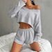 2026 New European And American Women's Clothing Loose V-neck Long-sleeved High-waisted Shorts Casual Two-piece Set_ecoleips.com