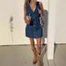 K Button Placket Tied Waist Denim Dress, Retro Fashion Dress For Women_ecoleips.com