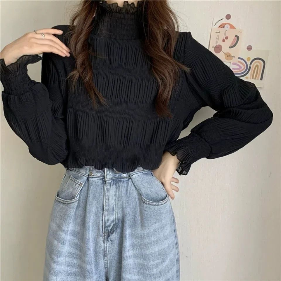 2026 Autumn/Winter Korean-Style Base Layer Shirt Trendy, Stylish Design With A Semi-High Collar That Fits Well On Wome_ecoleips.com
