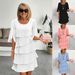 Women's Midi Dress Tiered Dress Elegant Going Out Regular Fit Pure Color Long Sleeve_ecoleips.com