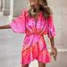 Autumn Bat Sleeve V-Neck Hem Irregular Dress Women's Clothing_ecoleips.com