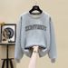 Women's Autumn/Winter Thick Sweatshirt Crew Neck Fleece Lined Loose Fit American Retro High End Feel Petite Top 2023 New Style_ecoleips.com