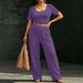 Women's Summer Casual Lounge Set - Short Sleeve Crewneck Top And Comfortable Pants Outfit_ecoleips.com