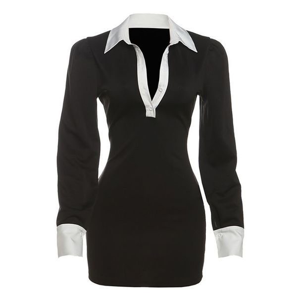 WHATIWEAR 25SS European And American Elegant Smart Office Lady Button-Down Design Polo Collar OL Style Dress For Women_ecoleips.com