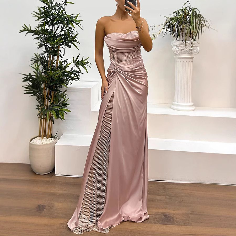 Women's Clothing Strapless Dress Fashion Casual Party Patchwork Style For Spring Autumn INS Inspired New Arrival_ecoleips.com
