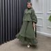 Verve 2025 Spring/Summer New Comfortable Fashion Muslim Loose Solid Color Set Dress_ecoleips.com