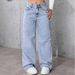 New Light Blue Washed Wide Leg Jeans For Women, Source Factory, Loose Fit, Floor Length, Cross Border Supply._ecoleips.com