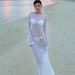 Talenza Summer Backless Long Dress White Sexy High Waisted See Through Slim Dress Fashion New Women's Beach Cover Vacation Dress_ecoleips.com
