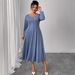 Plus Size Long Sleeve Dress – Flattering High Waist Fall Dress For Women, Loose Fit & Comfortable_ecoleips.com