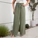 Voya European American Style Women's Wide-leg Pants With Drawstring Elastic Waist, Comfortable Drape, Vacation Leisure Cotton-Feeling Wide-Leg Pants_ecoleips.com