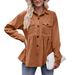 Women's Corduroy Babydoll Shirt, Casual Relaxed Fit Fall Winter Soft Ribbed Tunic Top_ecoleips.com
