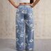 American-style Street Print Jeans For Women, Autumn Trendy Vibe Style, Loose Versatile, With A Unique Design And_ecoleips.com