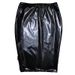 Glossy Mirror PU Leather High Waist Bodycon With Zipper And Slit, Stretch Slim Fit Skirt_ecoleips.com