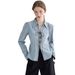 Independent Station 2025 New Spring Cross-Border Design: Women's Tie-Up Long-Sleeve Split-Waist Denim Shirt Jacket_ecoleips.com