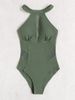 Sexy One-Piece Swimsuit For Women - Mesh Hollow-Out Design, Slim-Fit Monokini, Green Color, S/M/L/XL Sizes_ecoleips.com