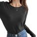German Velvet Bottoming Shirt Women's Wear Autumn And Winter Sanding Long Sleeve Plus Velvet White Slim Round Neck Slim_ecoleips.com
