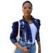 Women's Distressed Denim Jacket – Oversized Washed Cropped Streetwear Top With Raw Hem_ecoleips.com