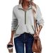 Women's Lightweight V-Neck Pullover – Half-Zip Sweatshirt For Fall (S-XXL, Polyester Blend)_ecoleips.com