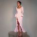 Women's Clothing Sexy Slim Fit Flared Sleeve Dress For Women Unique Single Breasted Slit Long Skirt Style Fashion_ecoleips.com