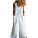 Women's Clothing Solid Color Button Insert Pocket Loose Casual Bib Jumpsuit_ecoleips.com