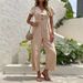 Women's casual commuting nine-point pants summer wide-leg jumpsuit women_ecoleips.com