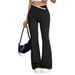 Voya European American Style High-waisted With Design, Spring-summer Knitted Drapey Flared For Women, Slimming Stretch Bell-bottom Pants_ecoleips.com