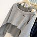 American-style Long-sleeve Off-shoulder Embroidered Striped Sweatshirt For Women, Spring Autumn Korean Version Two-piece_ecoleips.com