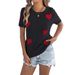 Women's Clothing Spring And Summer Casual Contrast Color Heart Short Sleeved Sweater Valentine's Day Top Women's Clothing_ecoleips.com