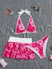 European American Sexy Lingerie Ultra Thin Camisole Wireless Bra Halter Neck Tight Swimsuit Three Piece Set Lightweight Women's Clothing_ecoleips.com