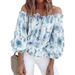 2025 Cross-Border Sexy Off-Shoulder Chiffon Blouse Women's European And American Loose Printed Long-Sleeve_ecoleips.com