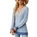 2025 Autumn/Winter Lace V-Neck Contrast Split Loose Sleeve T-shirt Top For Women_ecoleips.com
